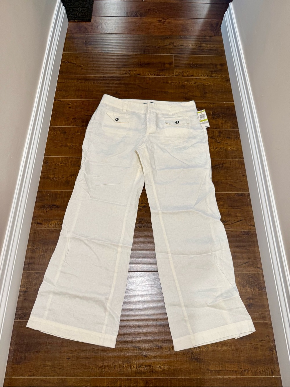 INC  White Linen Casual Wide-Leg Pants